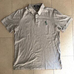 Polo Ralph Lauren Men's Polo T-Shirt Gray Stripe Big Green Pony-MED